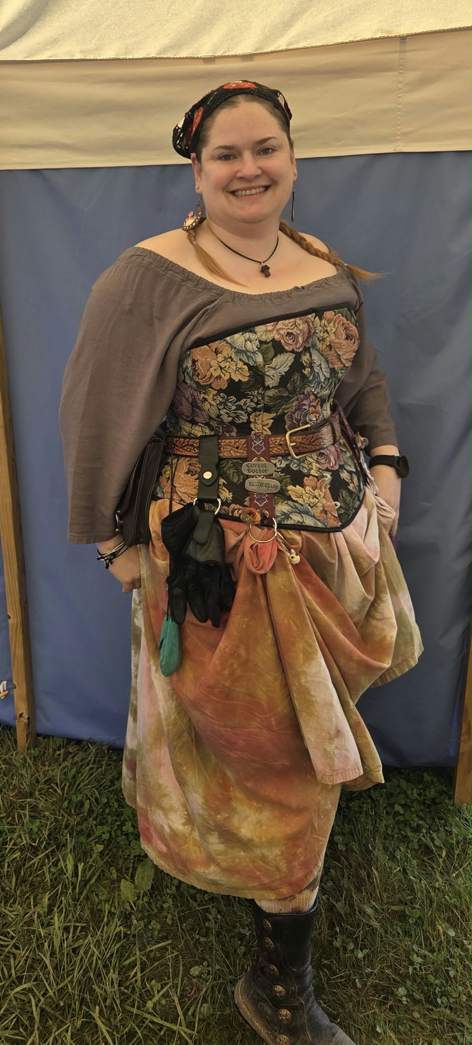 Edwardian Corset- Black Floral