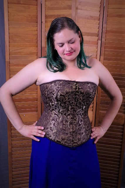 Edwardian Corset- Brown Brocade