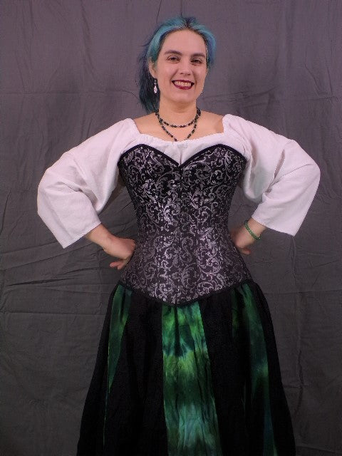 Sweetheart Corset- Silver Brocade