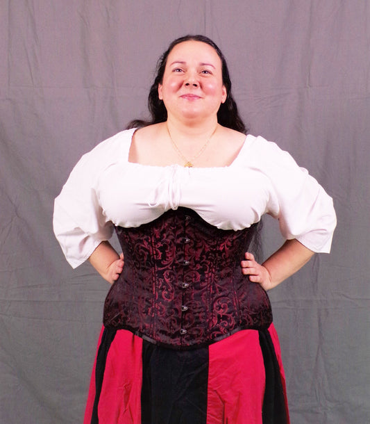 Underbust Corset- Red Brocade