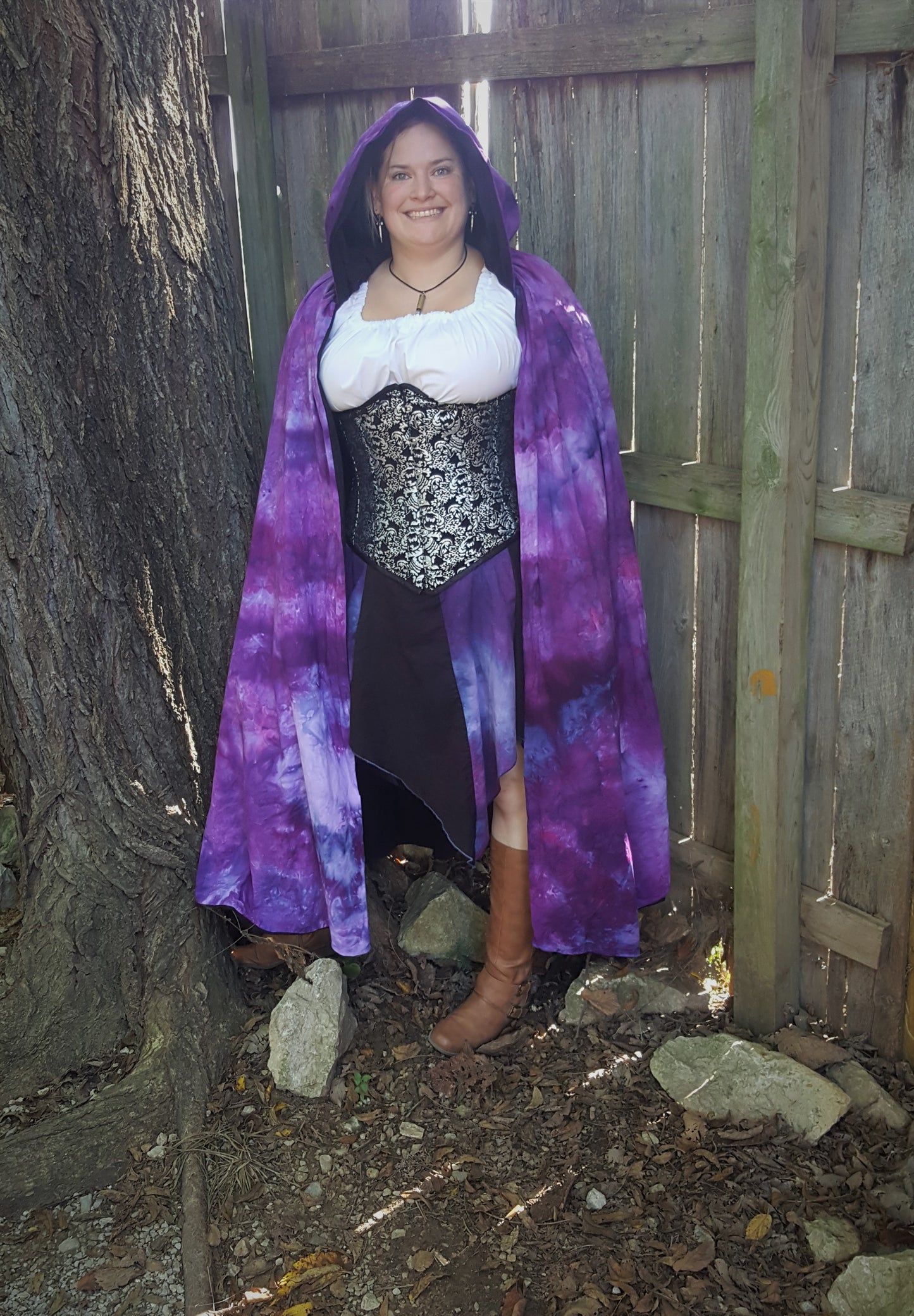 Reversible Cloak Linen- Black Amethyst