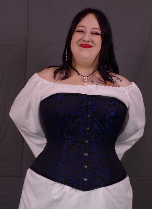 Edwardian Corset- Blue Brocade