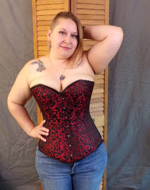 Sweetheart Corset- Red Brocade