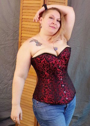Sweetheart Corset- Red Brocade
