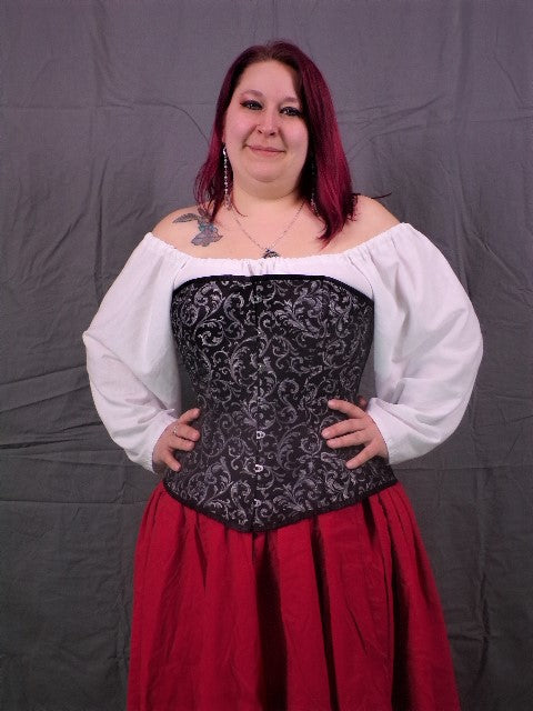 Edwardian Corset- Silver Brocade