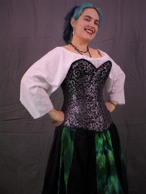 Sweetheart Corset- Silver Brocade