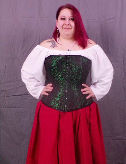 Edwardian Corset- Green Brocade