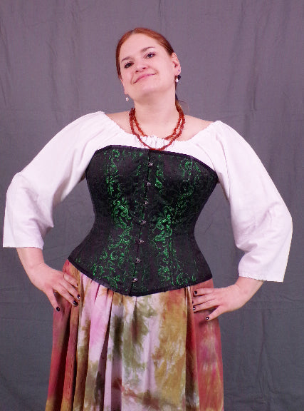 Edwardian Corset- Green Brocade