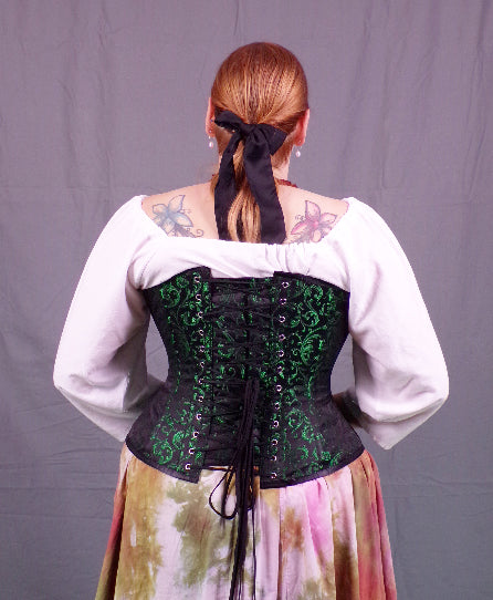 Edwardian Corset- Green Brocade