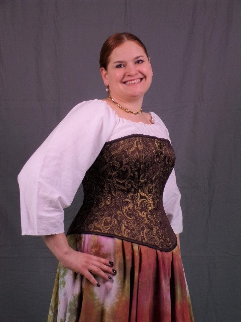 Edwardian Corset- Brown Brocade