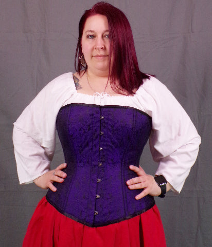 Edwardian Corset- Purple Brocade