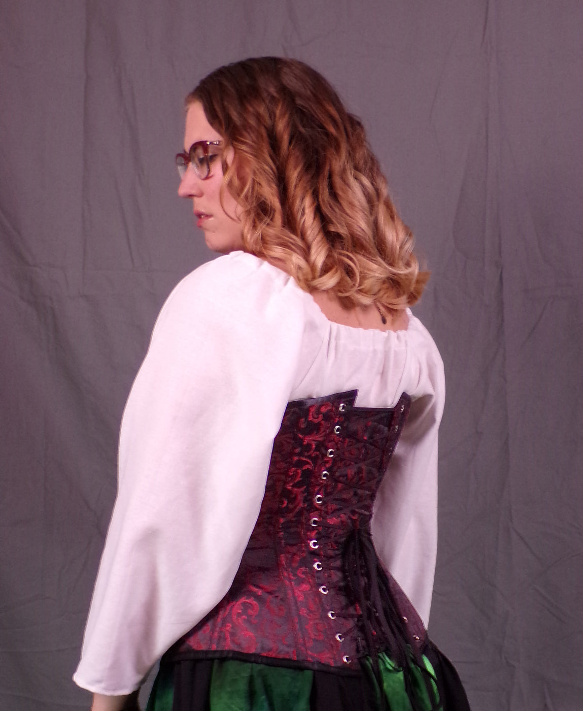 Edwardian Corset- Red Brocade