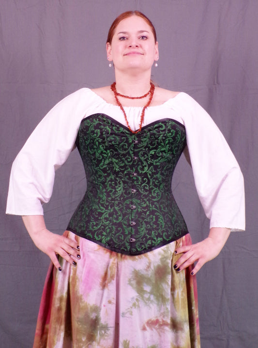 Sweetheart Corset- Green Brocade