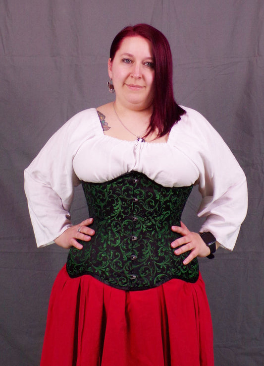 Underbust Corset- Green Brocade