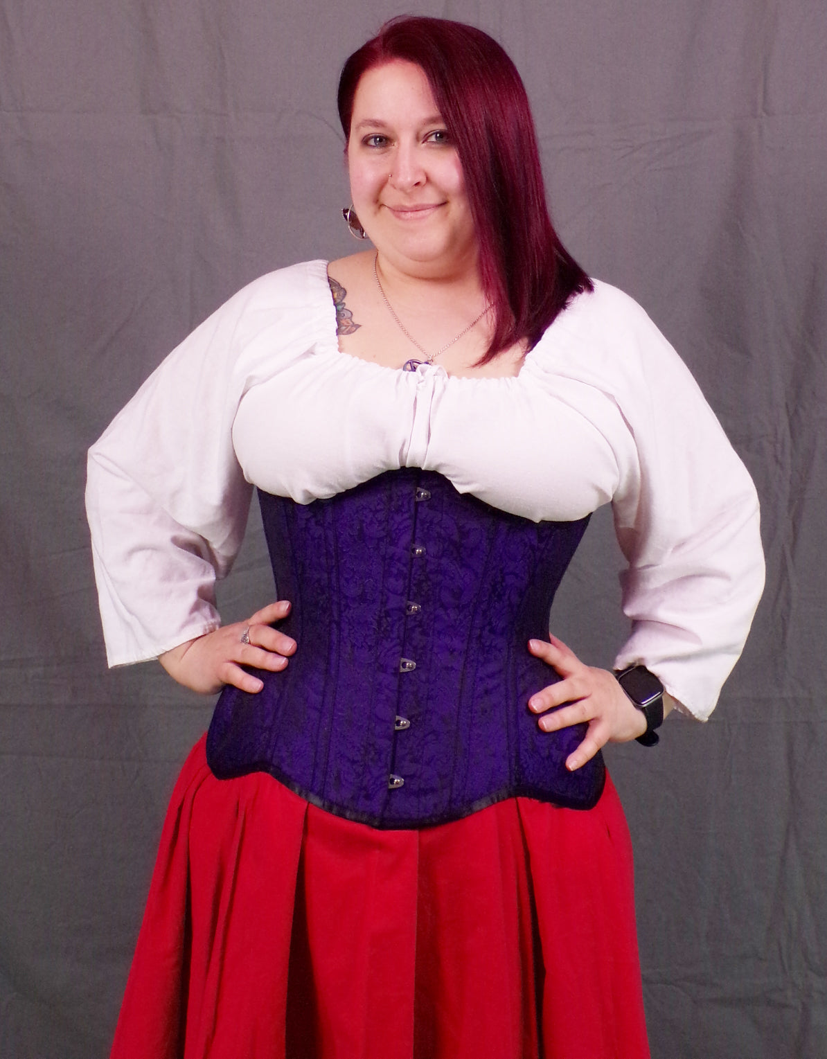 Underbust Corset- Purple Brocade