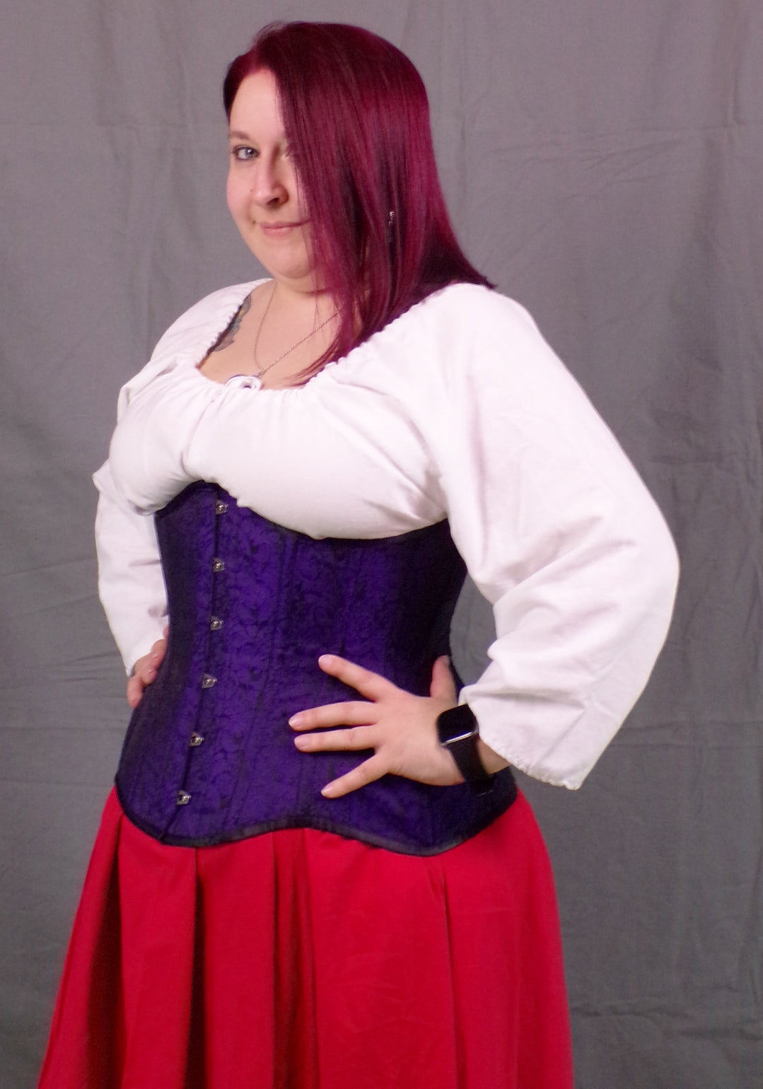 Underbust Corset- Purple Brocade