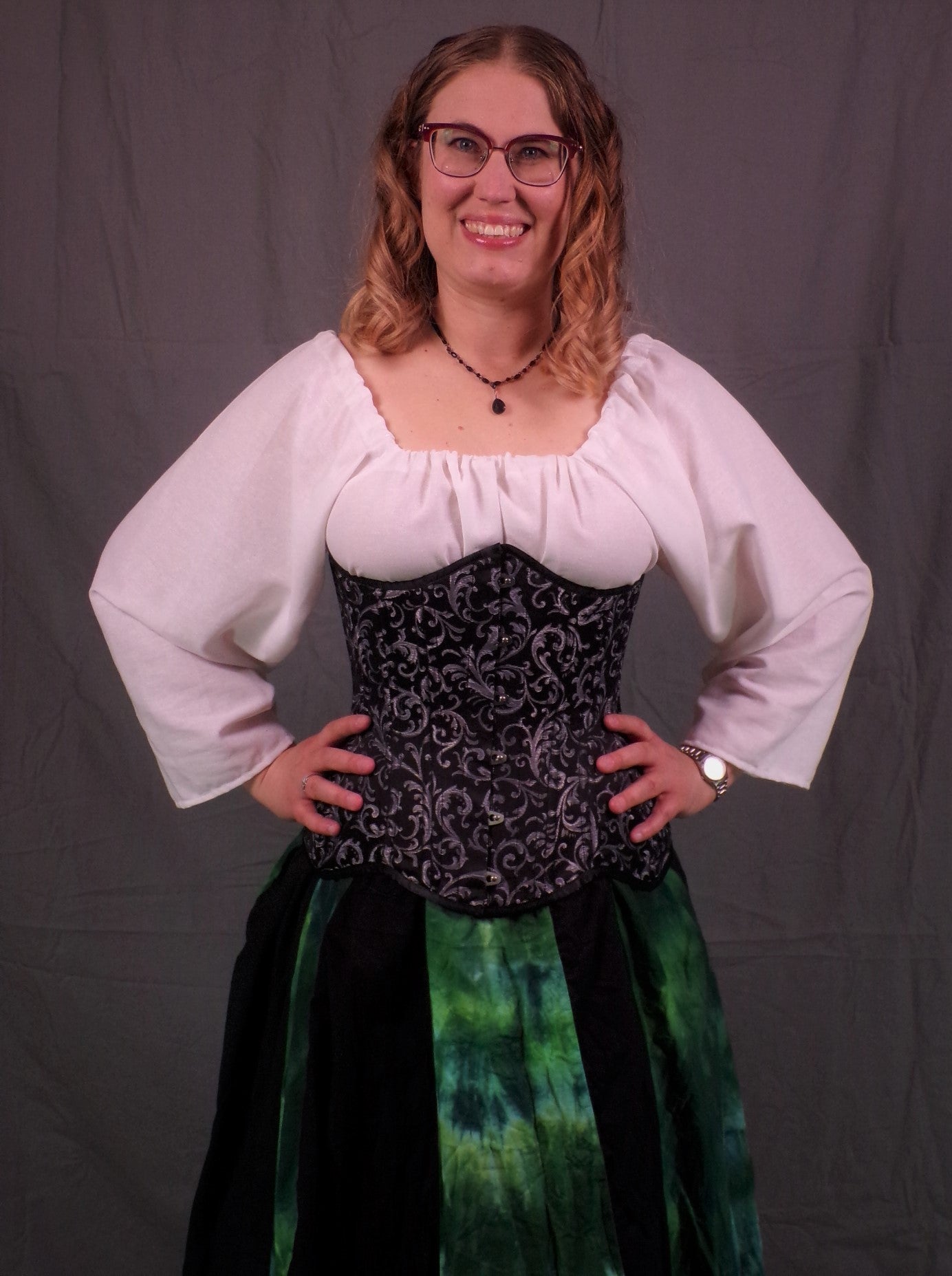 Underbust Corset- Silver Brocade
