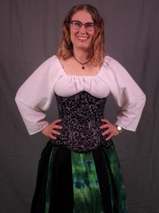 Underbust Corset- Silver Brocade