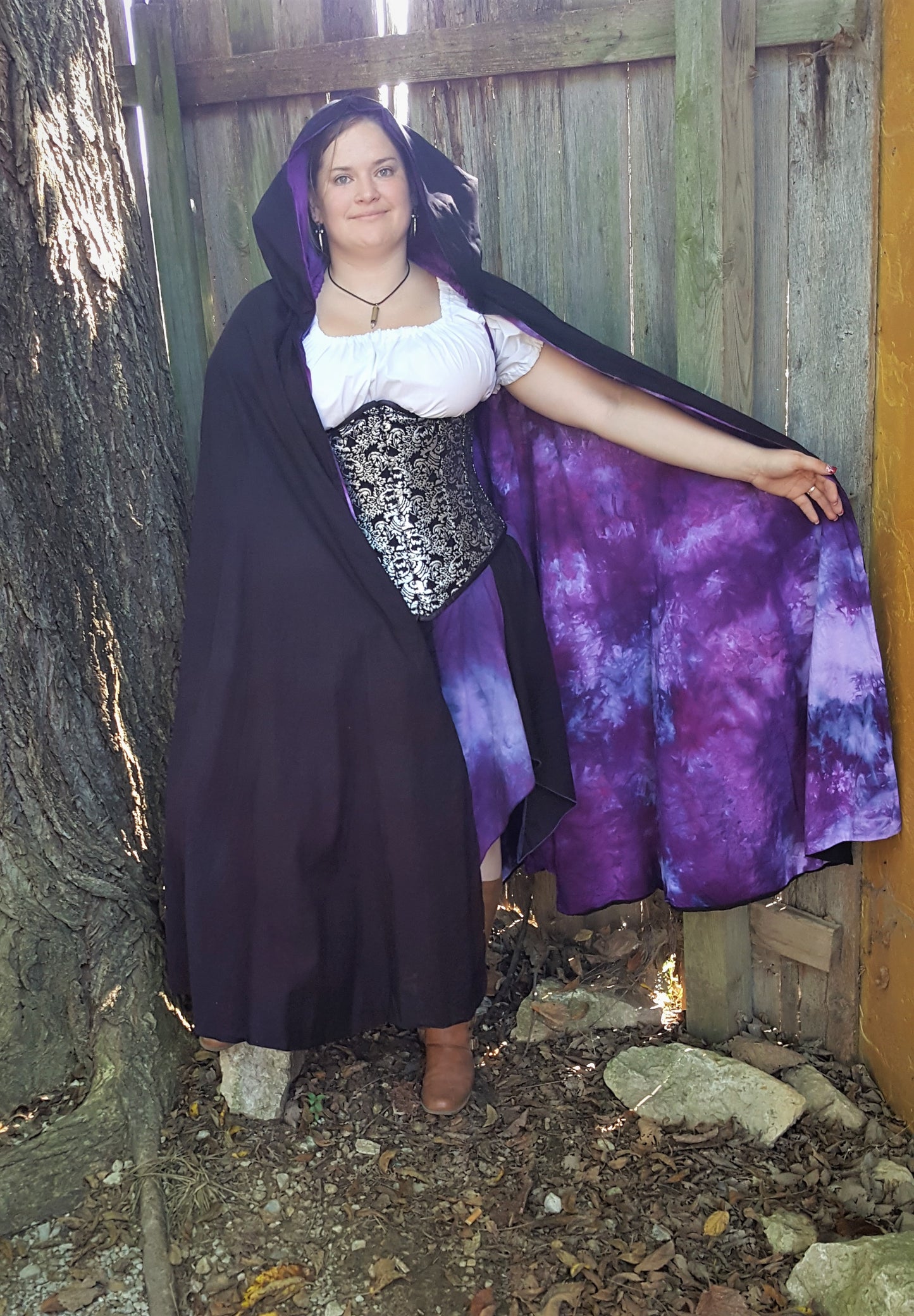 Reversible Cloak Linen- Black Amethyst